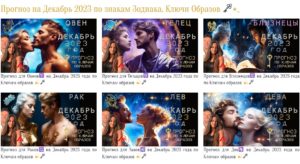 Прогноз на декабрь 2023 по познакам зодиака, Ключи Образов